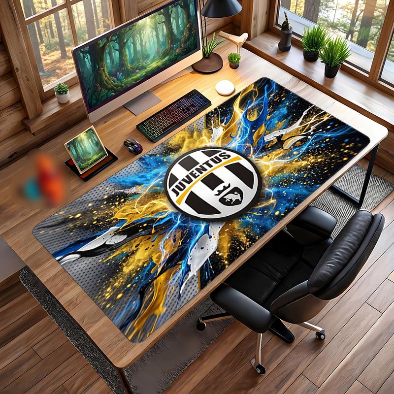Juventus FC Aufgedrucktes Großes Mauspads, Rutschfeste Weiche Gummi Gaming Schreibtischmatte für Büro Laptop Computer Dekor