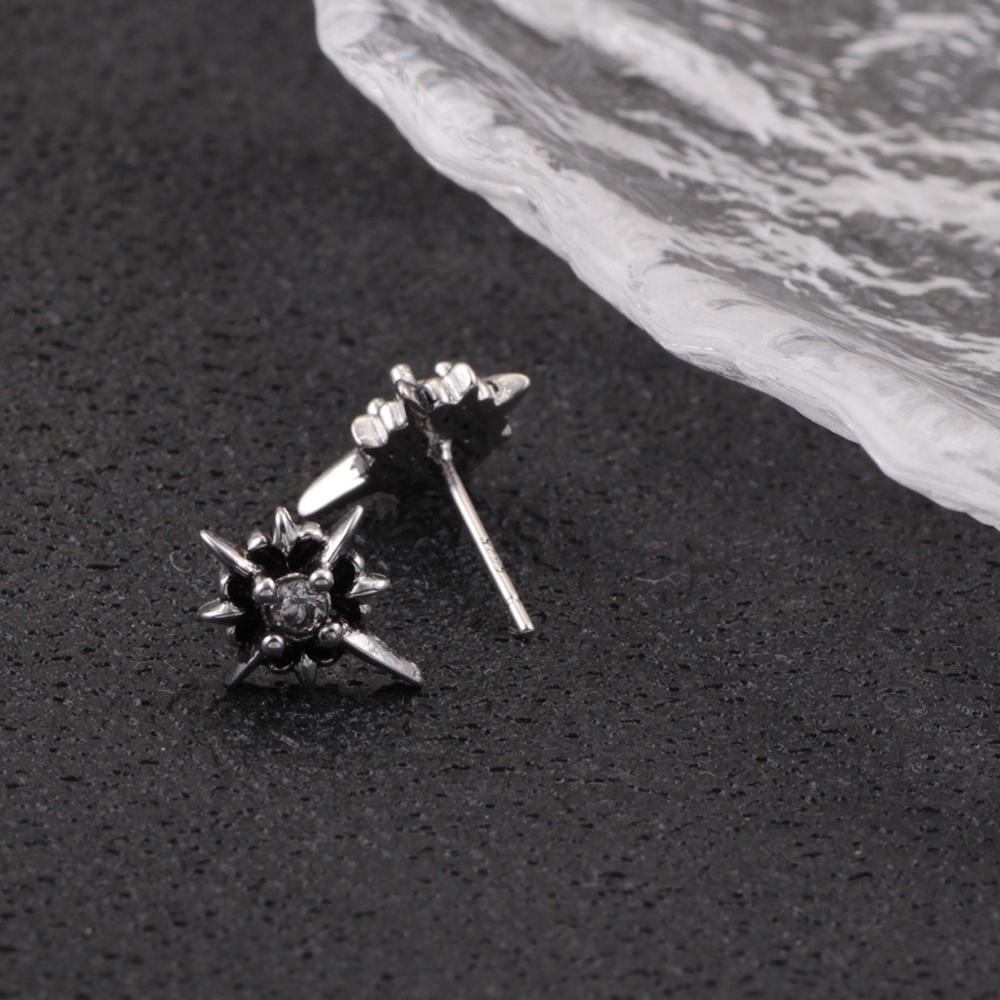 925 sterling copper black North Star fashion temperament trendy and cool earrings suitable for men and women to wear Zircon