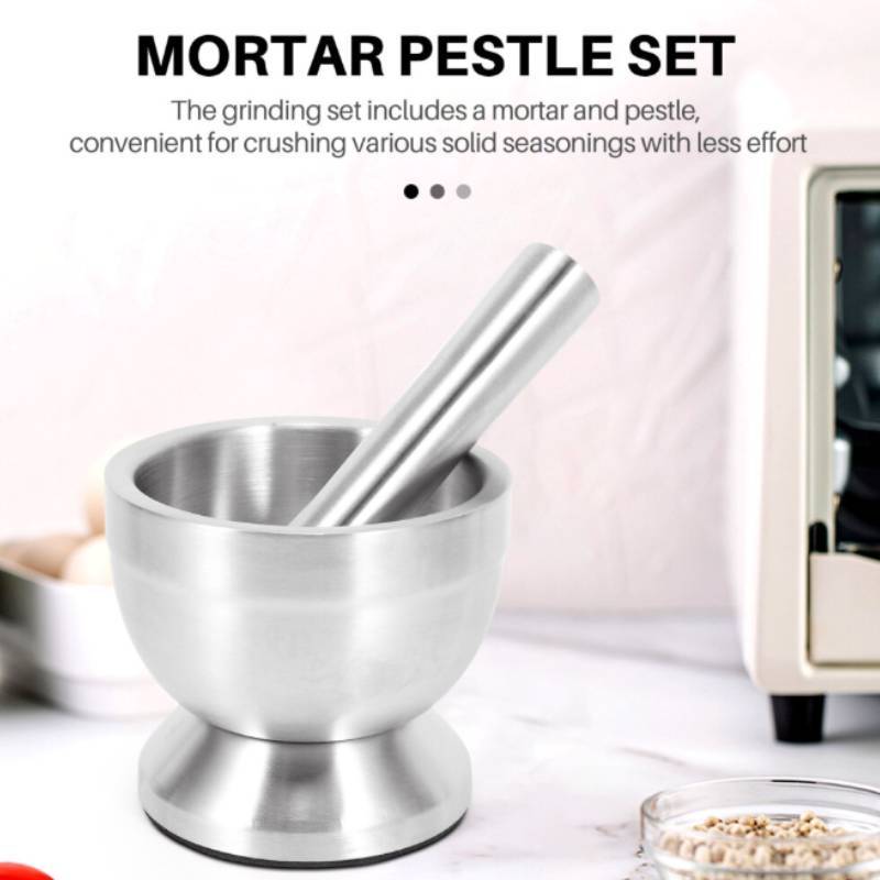 Garlic Crusher 304 Stainless Steel Mortar And Dual Head Grinder For Home Cooking And Meal Prep