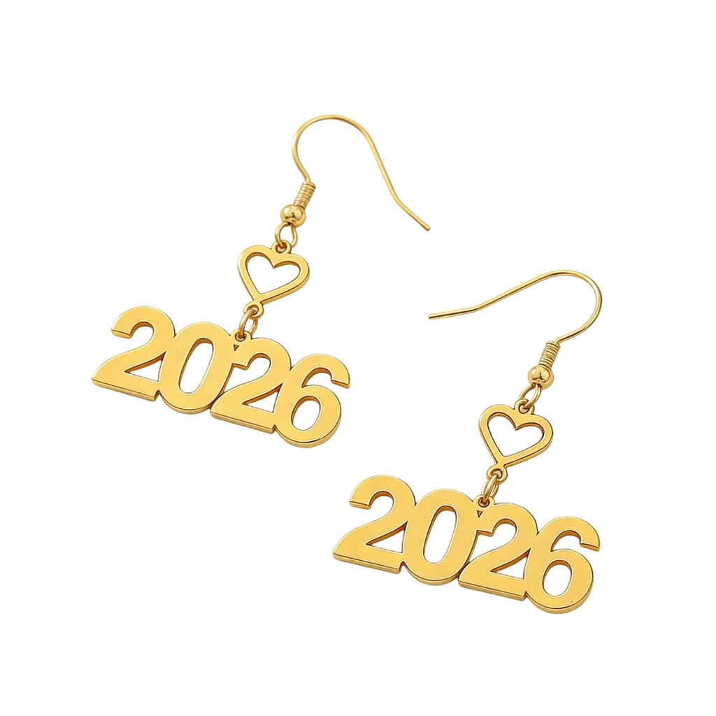Creative 2026 Theme Earrings Acrylic Texture Geometric Earrings Ear Jewelry Suitable for Elegant Women Daily Wear