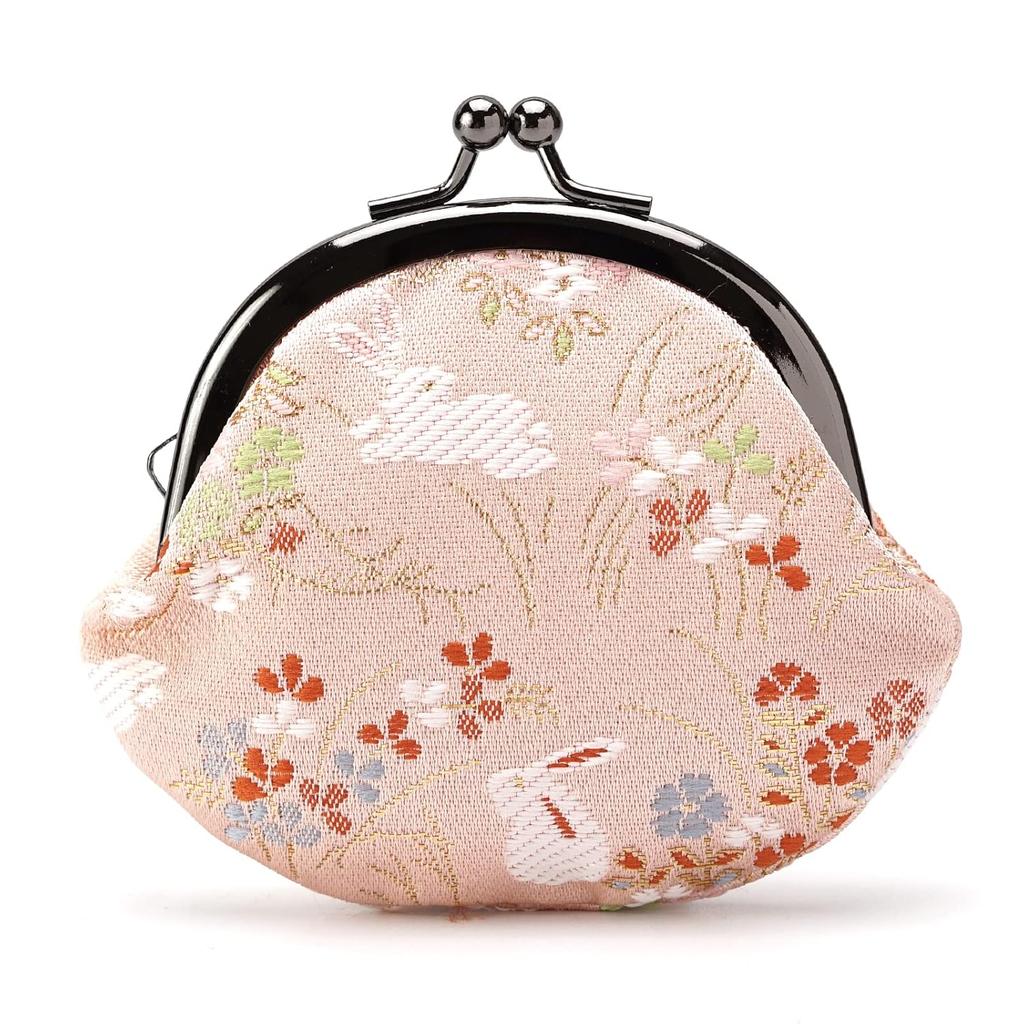 Kyoto Geibido Nishijin Weaving 2.6-Sun Coin Purse Artisan Handmade Japanese Pattern Made Japan (Pink Tsuyoshi)