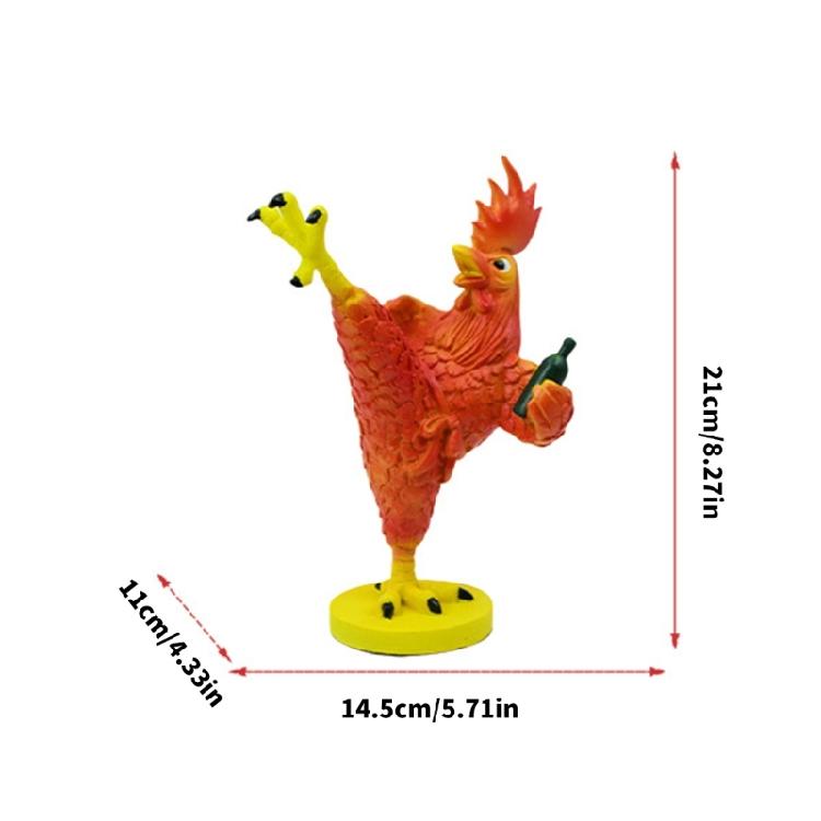 Martial Art Chicken Figurine Resin Craft Drunken Kung Fu Rooster Statue For Living Room Desk Shelf Decorative Ornament