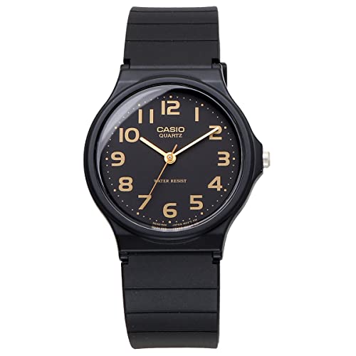 Casio Relógio Analógico MQ-24-1B2L / -24UC-3B com Pulseira de Uretano, Unissex, Preto com Árabes Dourados ou Verde Fosco, Importado.
