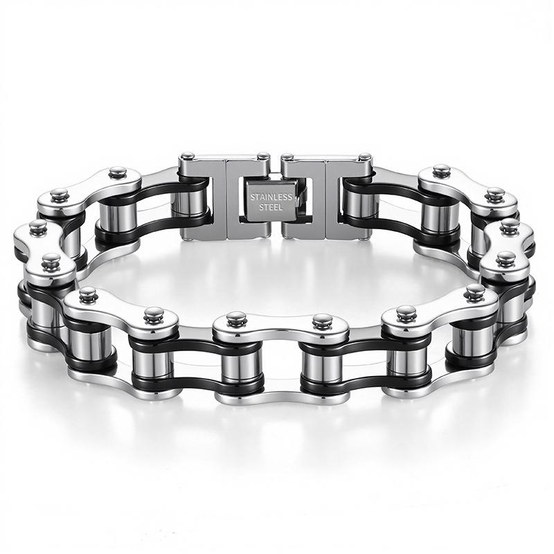 Europäisch-Amerikanischer Stil Herren Edelstahl Rock Armband mit Motorradketten Design