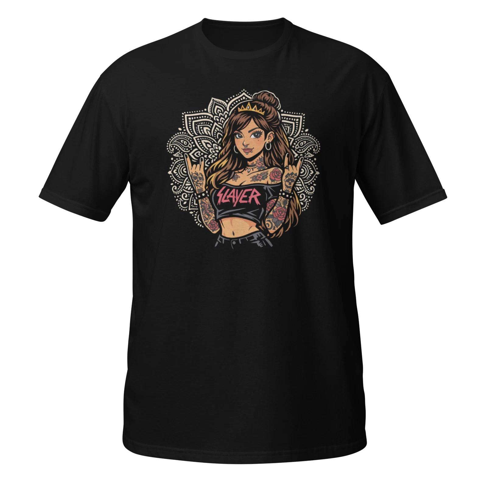 Rock Princess Unisex T-Shirt Disney Cartoon Biker Girl Tattoo Woman Grunge Fun XXXXL