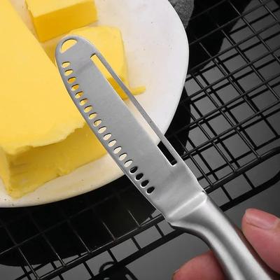 Butter Knife, 3 In 1 Stainless Steel Spreader Serrated Edge Shredding Slots Easy To Hold for Bread Butter Cheese Jam Slicer