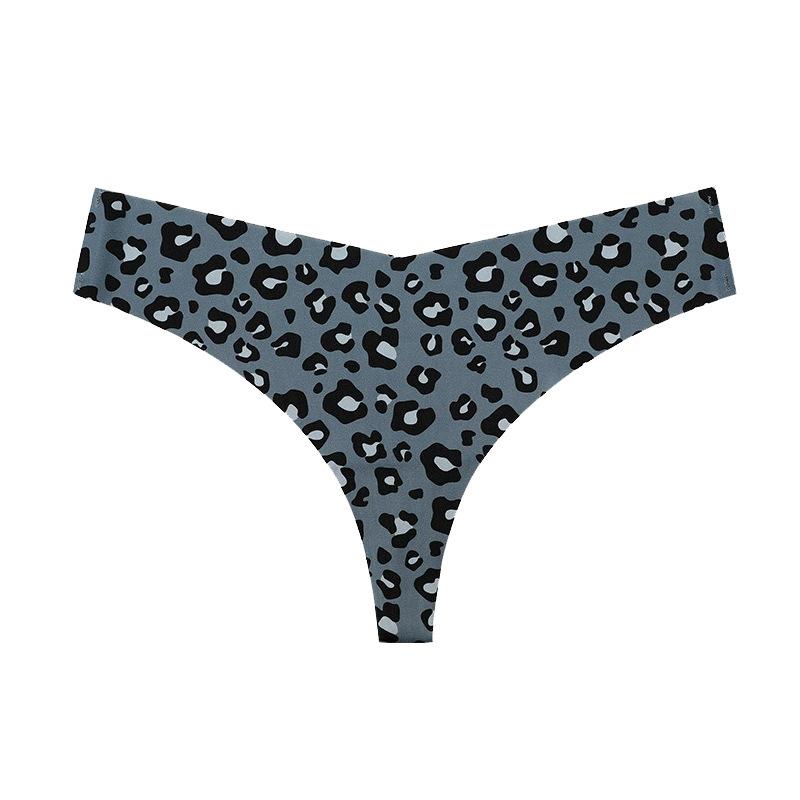 

Personalized sexy leopard print thong low waist European and American printing pure desire fun ice silk seamless invisible underwear women breathable L
