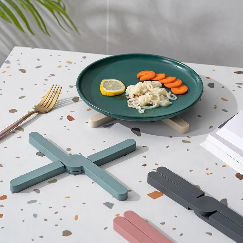 1PC Foldable Heat Insulation Non-slip Table Bowl Mat Heat-resistant Tea Cup Mat X-type Desktop Heat Insulation Mat