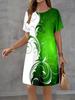 Fashion 3D Print Summer Dress Loose Casual Short Sleeve O-Neck Mini Dress