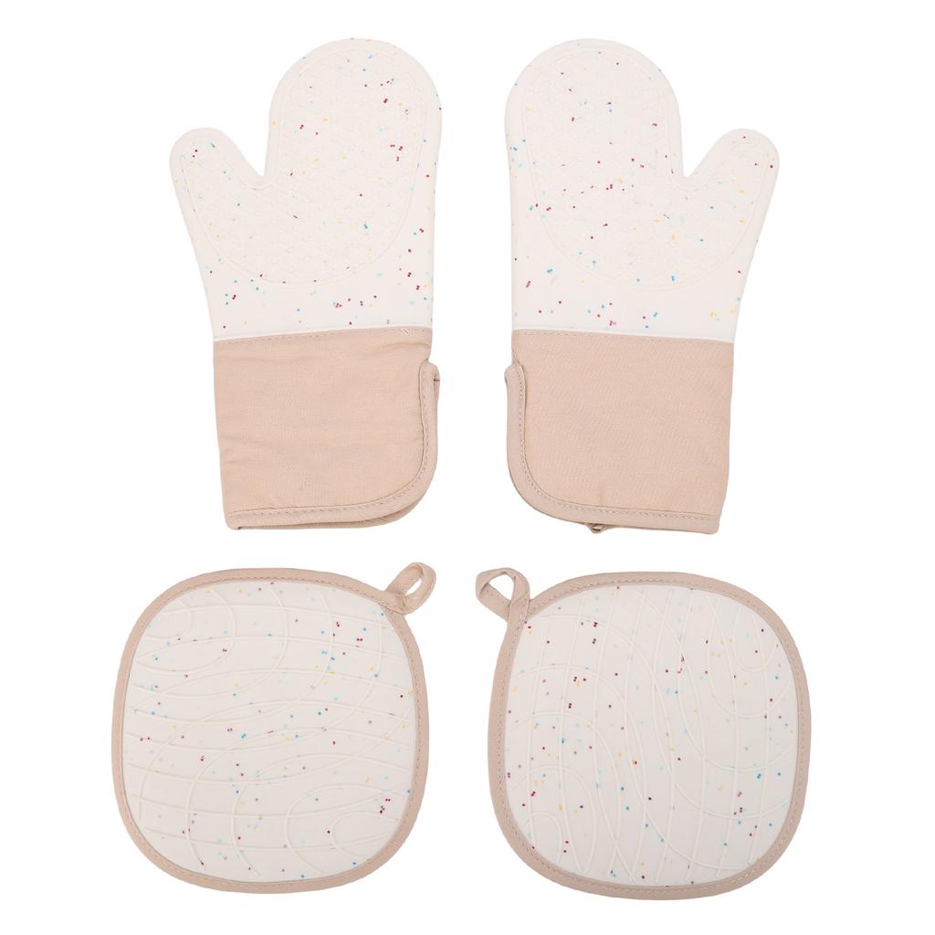 Oven Mitts Pot Holders Set 500 Degrees F Silicone Kitchen Oven Gloves Potholders Anti Slip Washable for Cooking Baking
