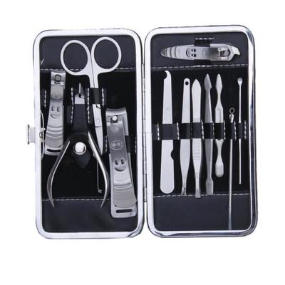 Stainless Steel Manicure Tool Kit - PIXNOR - 12 Pieces - Black - Silver