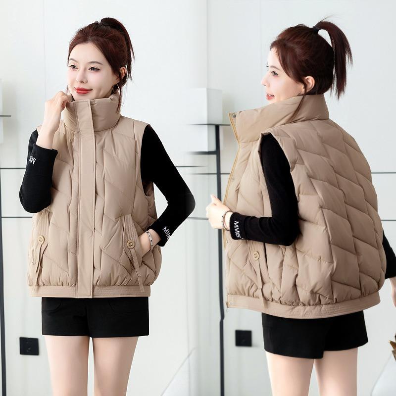 Down Cotton Vest Women's Autumn and Winter New Loose Short Cotton-padded Jacket Stand-up Collar Vest Loose Vest