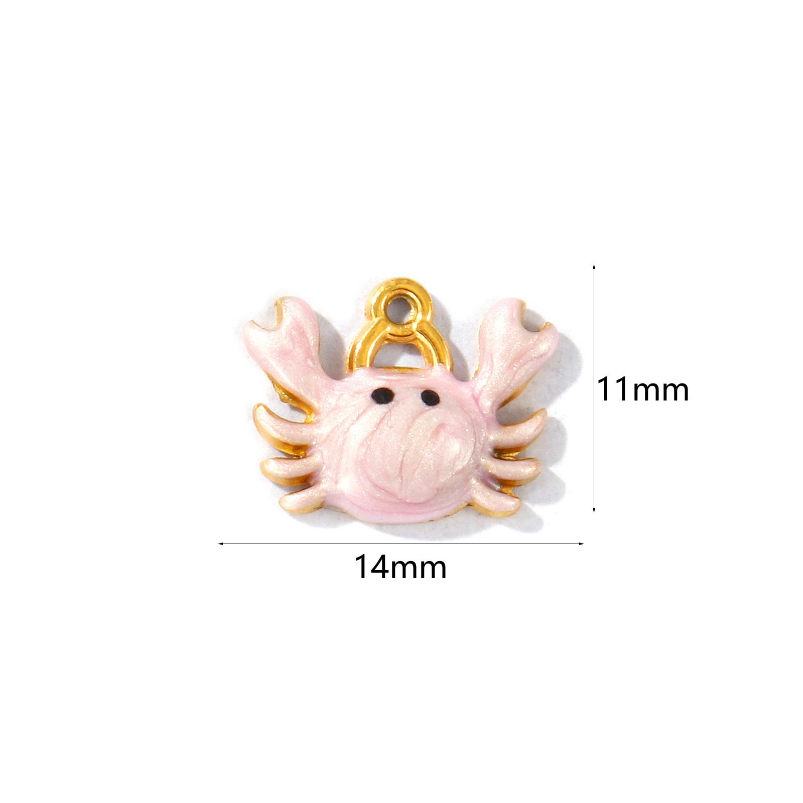

5Pcs 304 Stainless Steel Ocean Jewelry Charms 18K Gold Plated Pink Enamel Marine Turtle Seahorse Pearlized Pendants DIY Necklace