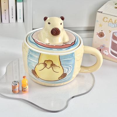 Cute Kapibara Water Cup Capybara Ceramic Mug with Lid Girl Birthday Gift Girlfriend Souvenir Gift Box