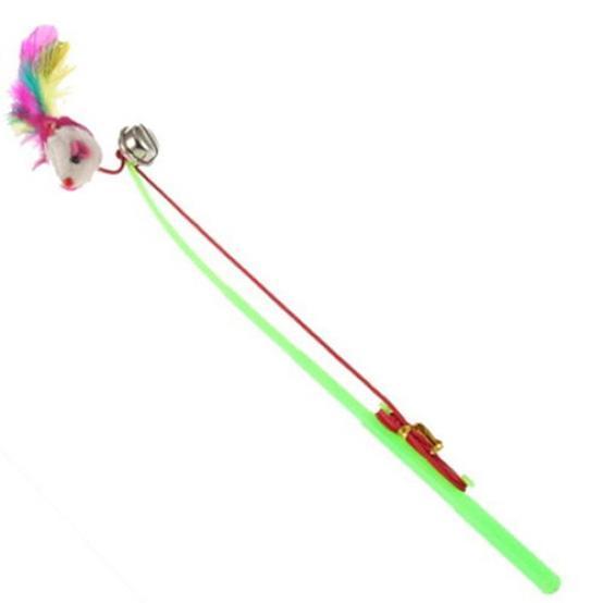 Pet Cat Bell The Dangle Faux Mouse Feather Rod Roped Roliga roliga leksaker
