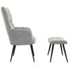 Vidaxl Armchair with Footstool, Light Gray, Upholstered In Velvet