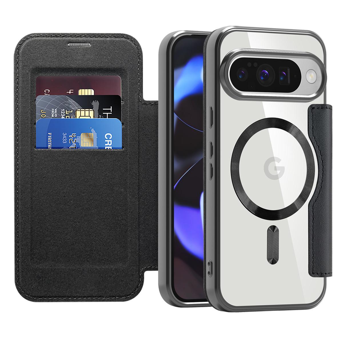 

Applicable to Google Pixel10 Pro XL Golden Shield Magnetic Business Leather Case Insert Card Flip Lens Anti-drop Mobile Phone Case PIXEL10Pro XL