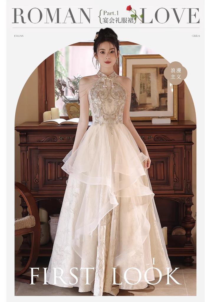 Rochie de seară pentru banchet Femei banchet lumină lux nișă fustă tutu Gazdă ședință anuală test artistic recitare spectacol de pian rochie