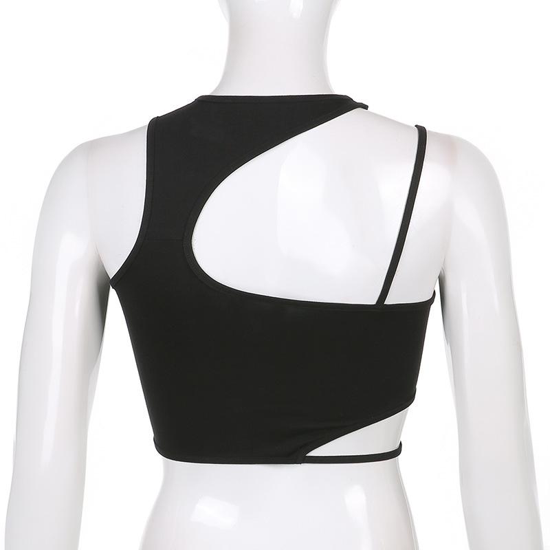 Sommer Dame Mote Street Style Ensfarget Asymmetrisk Spice Girls Utklippet Tanktopp