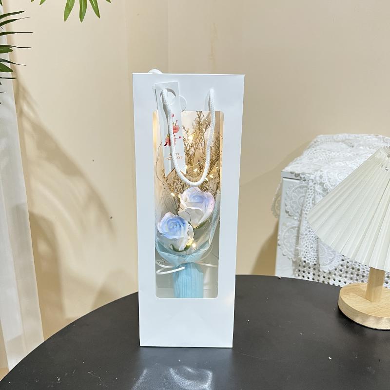 {YY28} 1 Set Konstgjord Tvålros Blombukett Presentpåse Med Ljusslinga Parfymerad Tvålblomma För Alla Hjärtans Dag Mors Dag