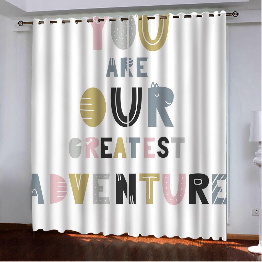 High Density Blackout Curtains Alphabet Series Digital Printing Curtains