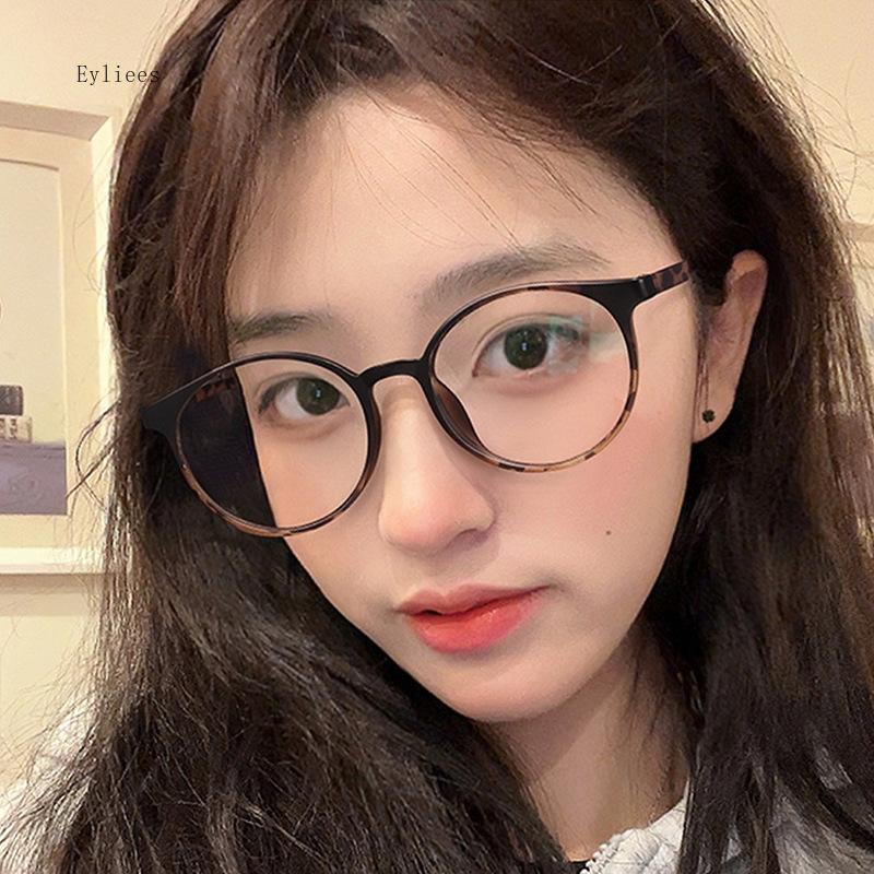 New Round Men Glasses Frame Luxury Transparent Computer Anti Blue Light Eyeglasses Frames Vintage Leopard Eyewear