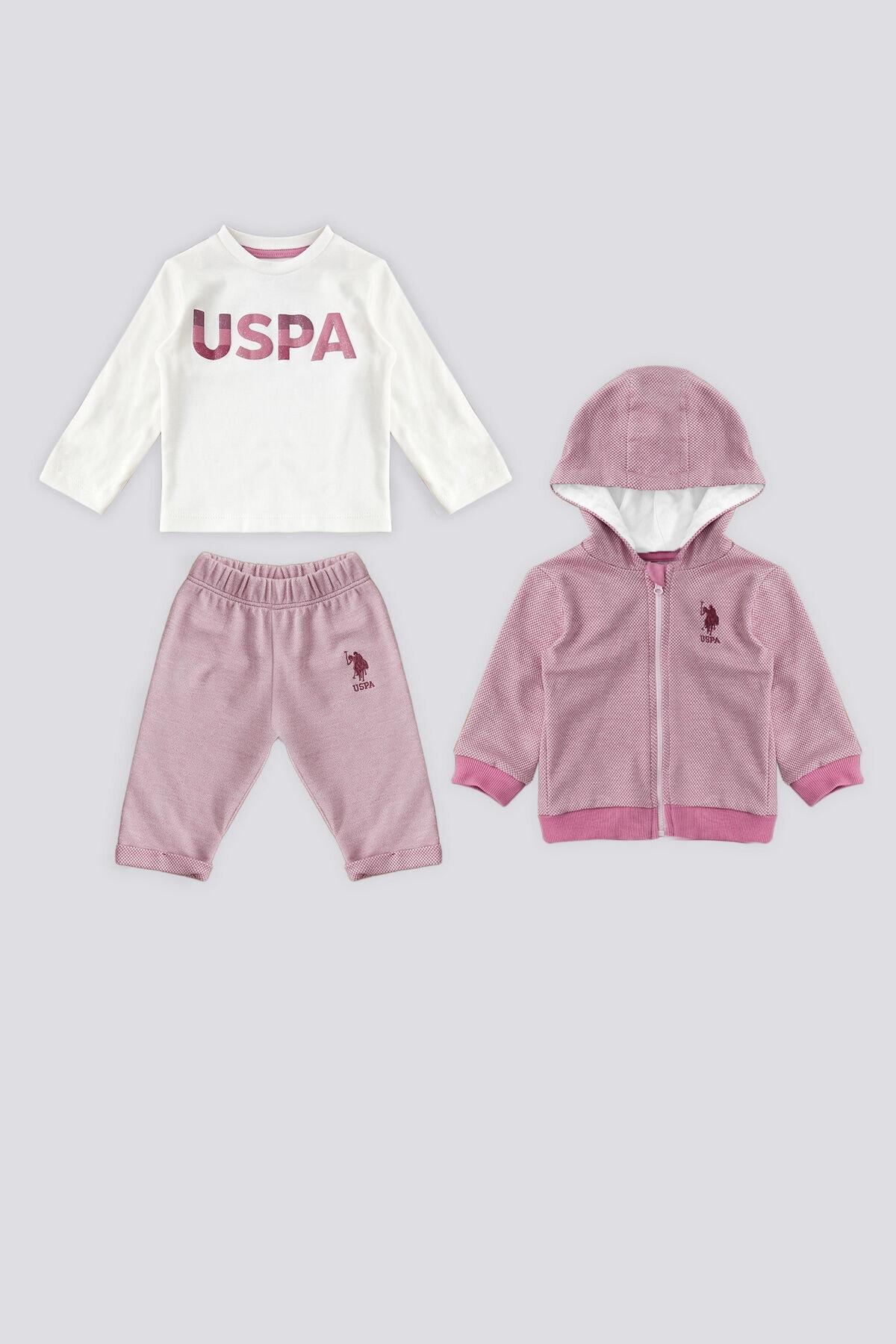 

НАС. Розовый комплект Polo Assn на молнии для малышей 3 л