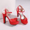 Krazing Pot Polyurethane Super High Heels Summer Size 43 Size 42 Size 50 Butterfly-knot Women Peep Toe Sandals