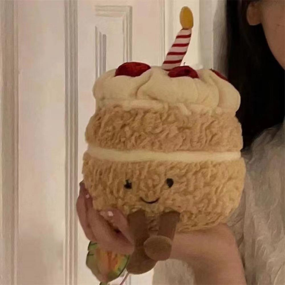 28CM Birthday Cake Cute Expression Plush Doll for Boys Girls Party Funny Stuffed Toy Room Desktop Display Creative Gifts