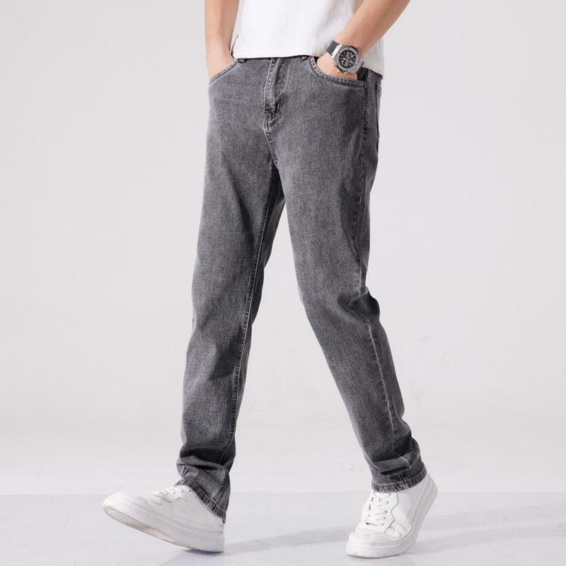Spring and Summer New Men's Slim Straight Retro Stretch Jeans Trousers Men