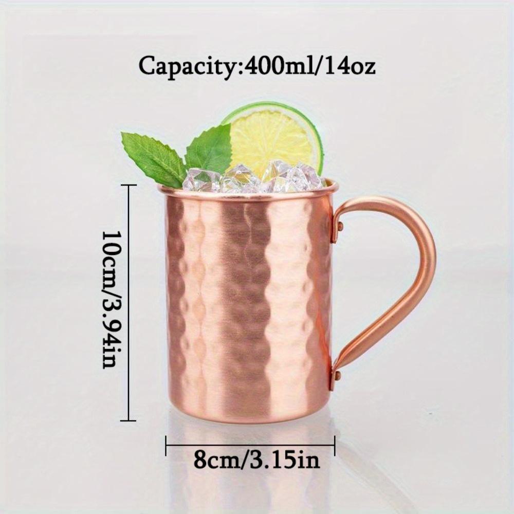 1pc Moscow Mule Mugs Mugs Hand Hammered Finish Riveited Handle Metal Rolled Edge Copper-plated Hammered Cup Cocktail Mug