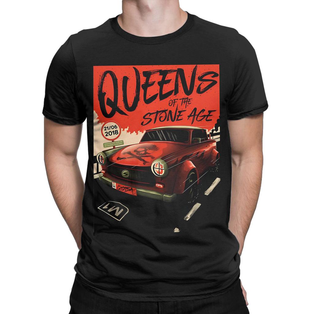 Funny Abang Mobil Queens of the Stone Age T-Shirts Men Round Neck 100% Cotton T Shirts Short Sleeve Tees Gift Idea Clothing