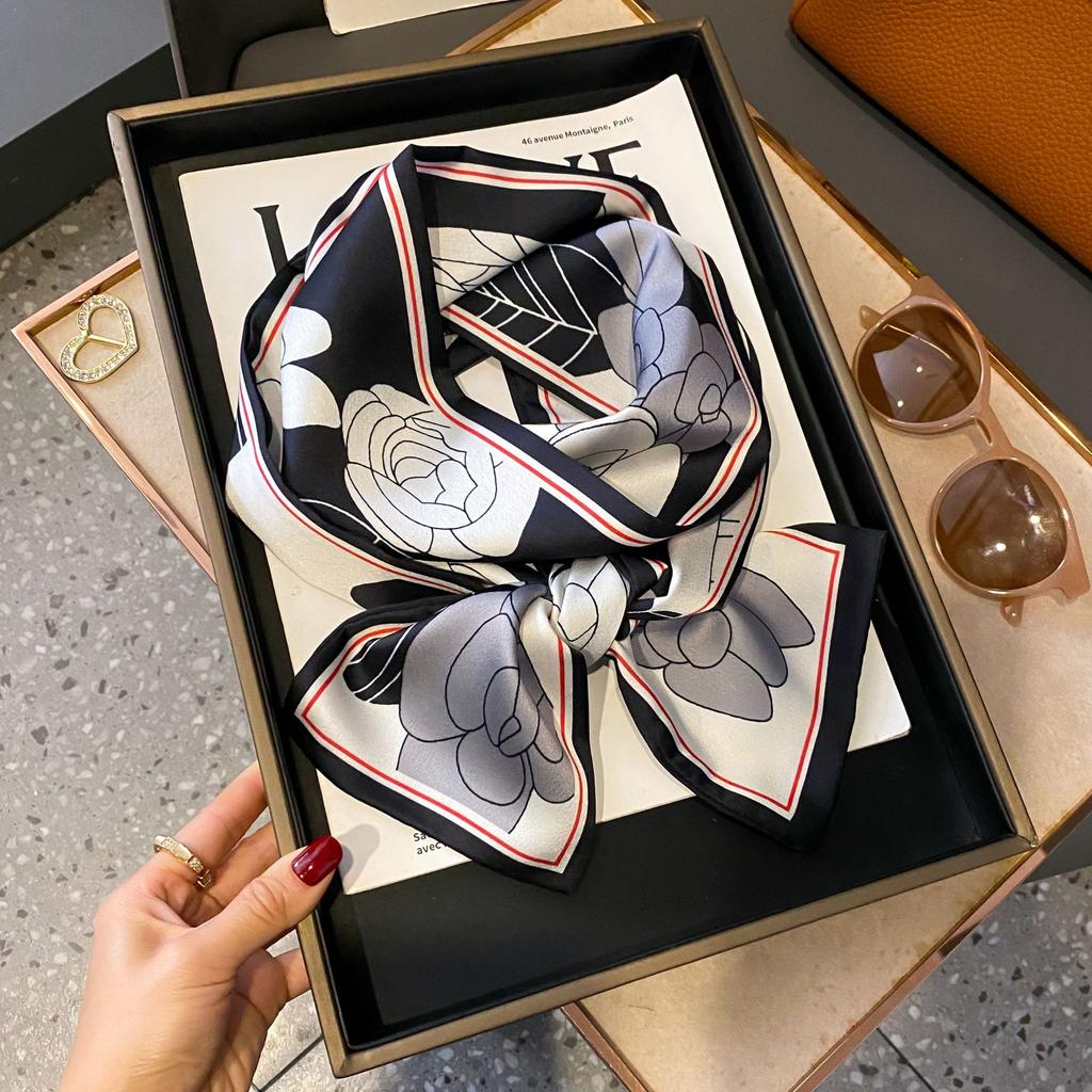 Silk scarf simulation silk high-end long strip small silk scarf headband hair accessories binding bag streamer printed scarf women's small scarf