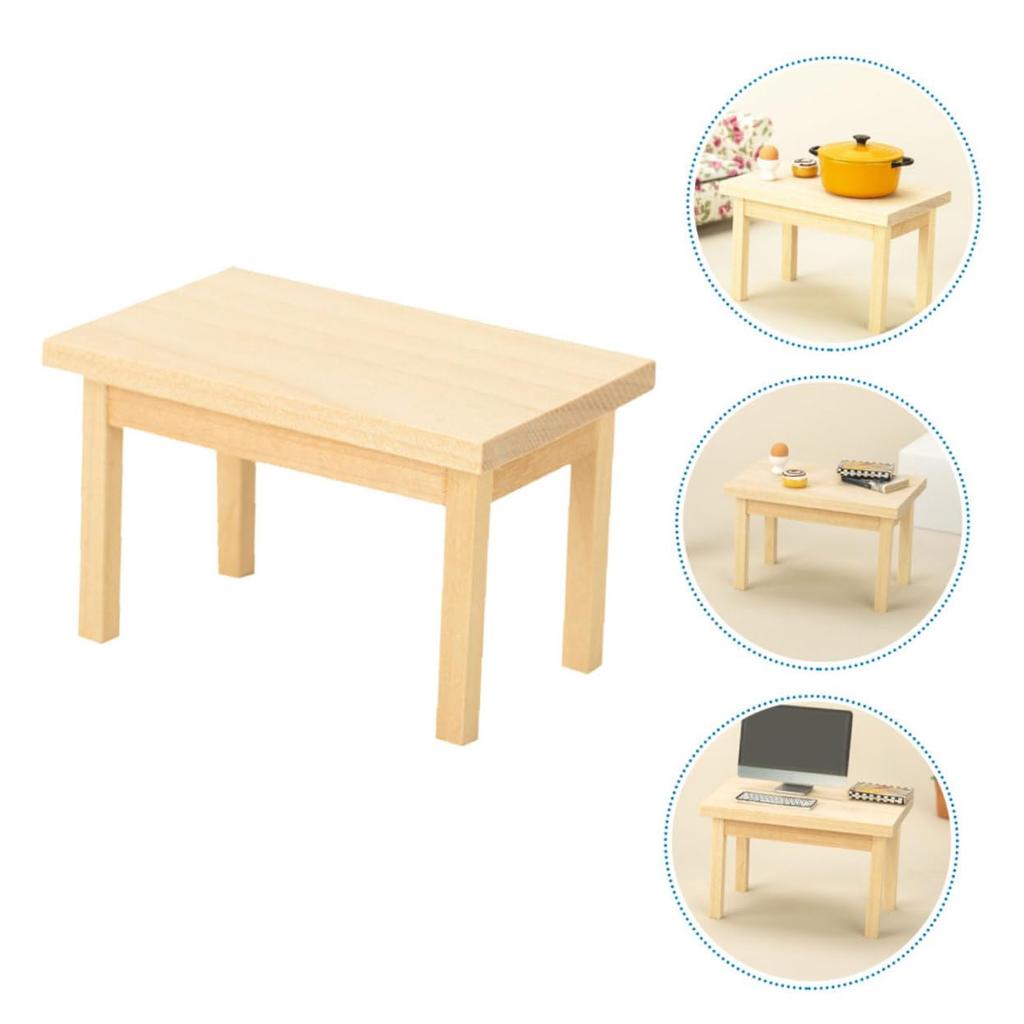 NOLITOY Mini Domek dla Lalek Drewniany Stół Model Mebli Mini Biurko Figurka Dom Stół Figurka Meble Drewniany Model Drewniany Mini