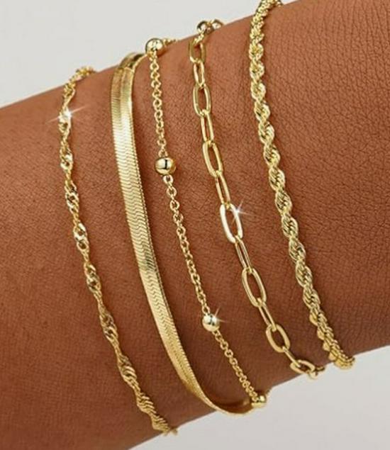 Fashionable Five-Piece Metal Chain Bracelet Set - Personalized European and American Style