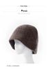 Women's 100% Pure Cashmere Knit Bucket Hat - Autumn/Winter Thickened Design for a Slimmer Face Look