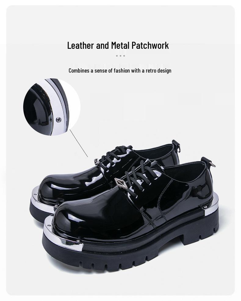 Plus Size Men's Fashion Lace-Up Leather Shoes - Casual Student Board Shoes with Height Increasing Loafers