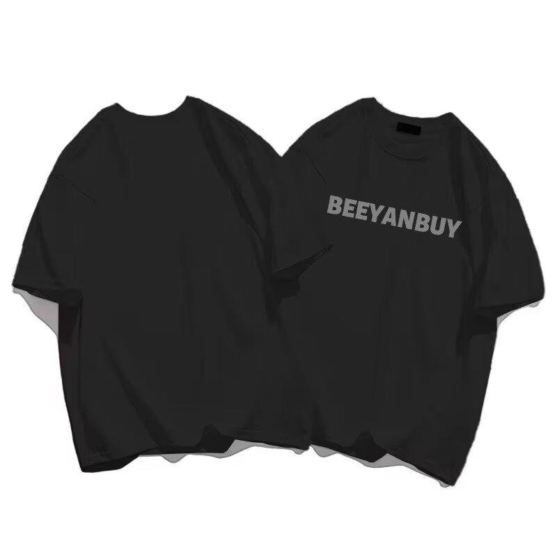 Men'S Trendy Letter Round Neck Printed Short Sleeved T-Shirt For Summer Ins Loose Casual Top