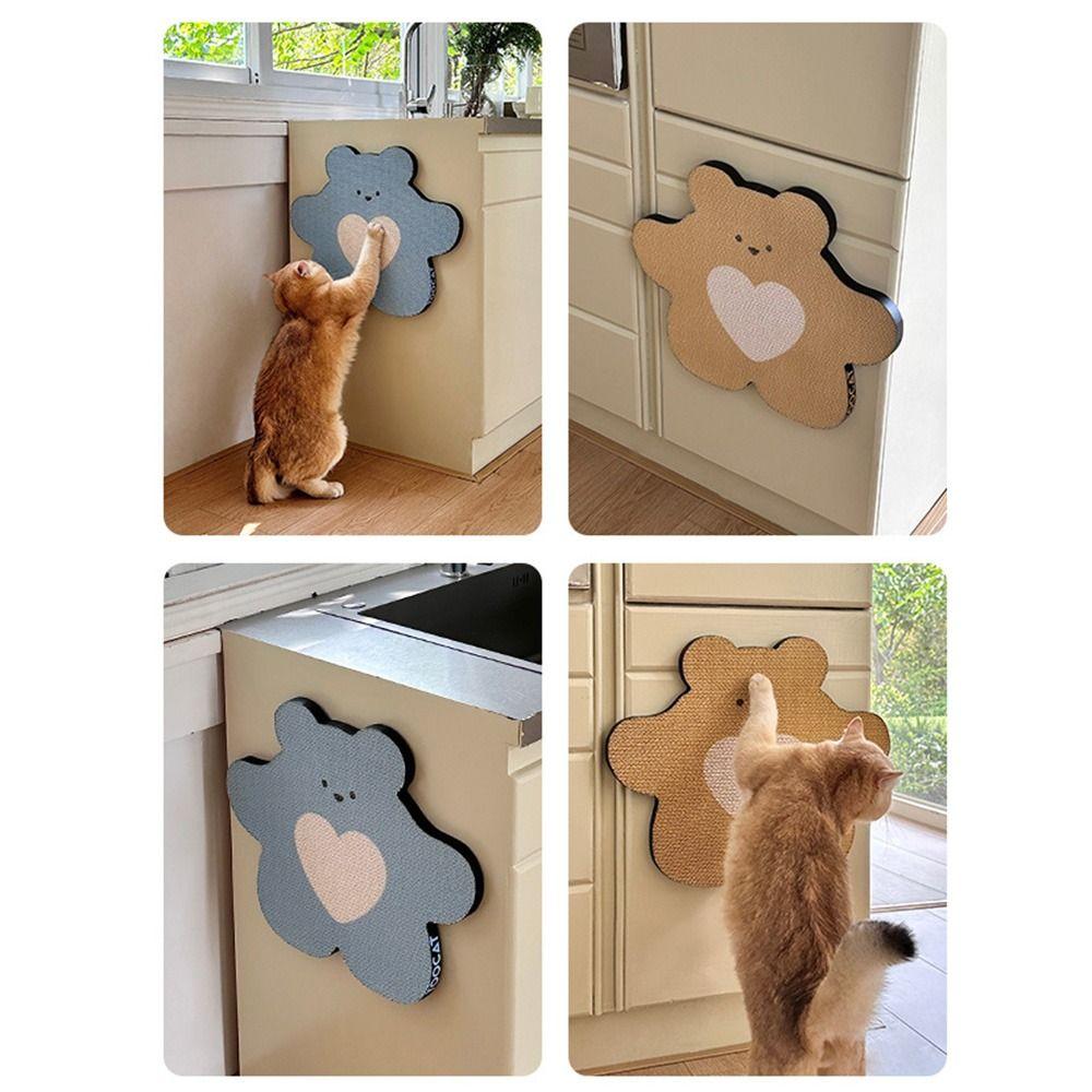 Bear Shape Cat Scratching Board Grip-fast Cat Scratch Wall Mat Relaxing Toys