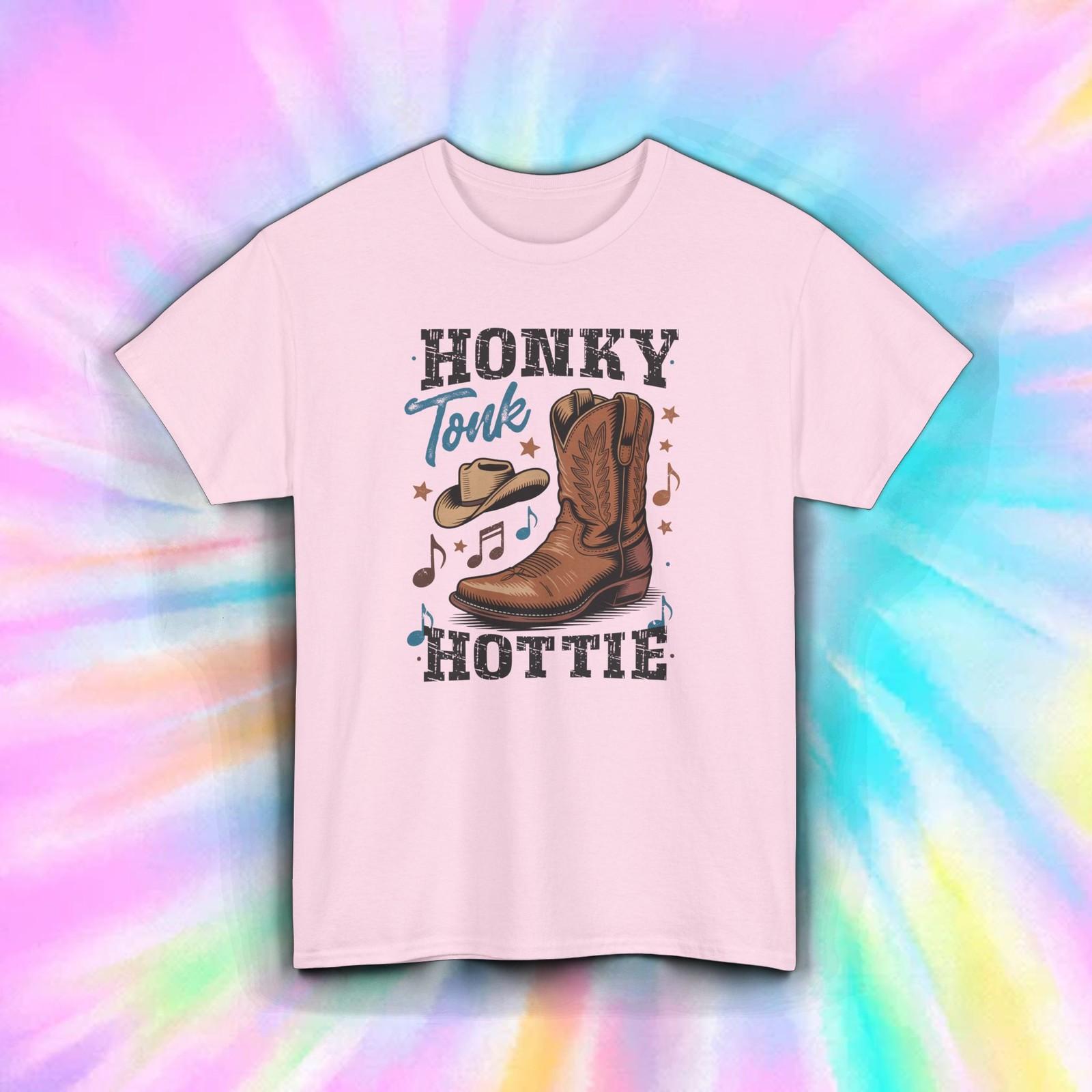 Honky Tonk Hottie Shirt Country Music Cowgirl Boot Western Rodeo Graphic Tee S-5 XL