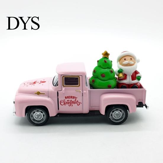 Christmas Car Ornament Pickup Truck Figurine, Vintage Statue with Santa Claus, Vehicle Figurine Tree, Snowman, Miniature Alloy for Holiday Party Decor