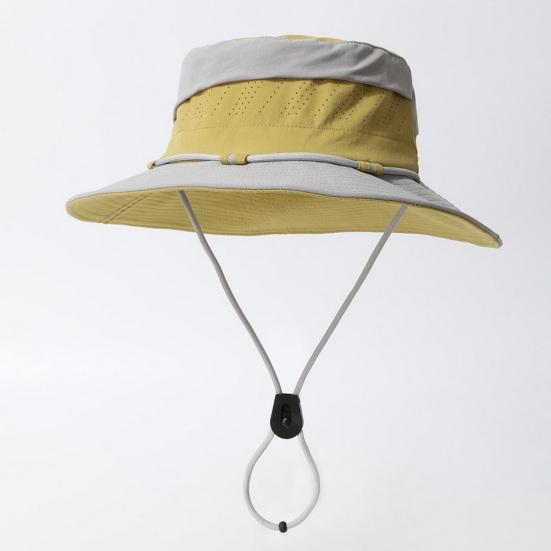 Hat Adjustable Size Waterproof Outdoor Sun Protection Hat with Windproof Buckle Patchwork