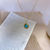 Retro Gold Titanium Steel Turquoise Geometric Necklace - Women's Color-Preserving Clavicle Chain Pendant