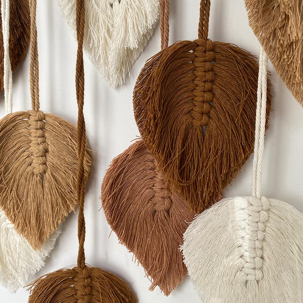 Hand Woven Leaf Macrame Tapestry Boho Decor Hanging Pendant Crafts Wall Hanging Home Decoration For Bedroom Living Room