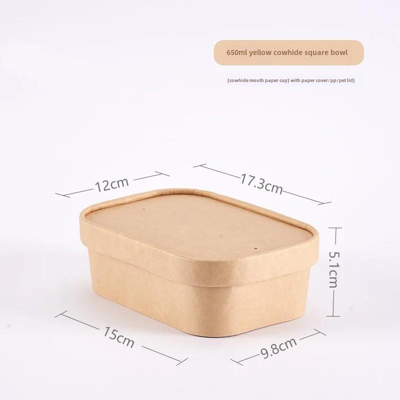 25pcs Food Grade Disposable Kraft Paper Lunch Box Rectangular Takeout Paper Bento Box Light Salad Lunch Box