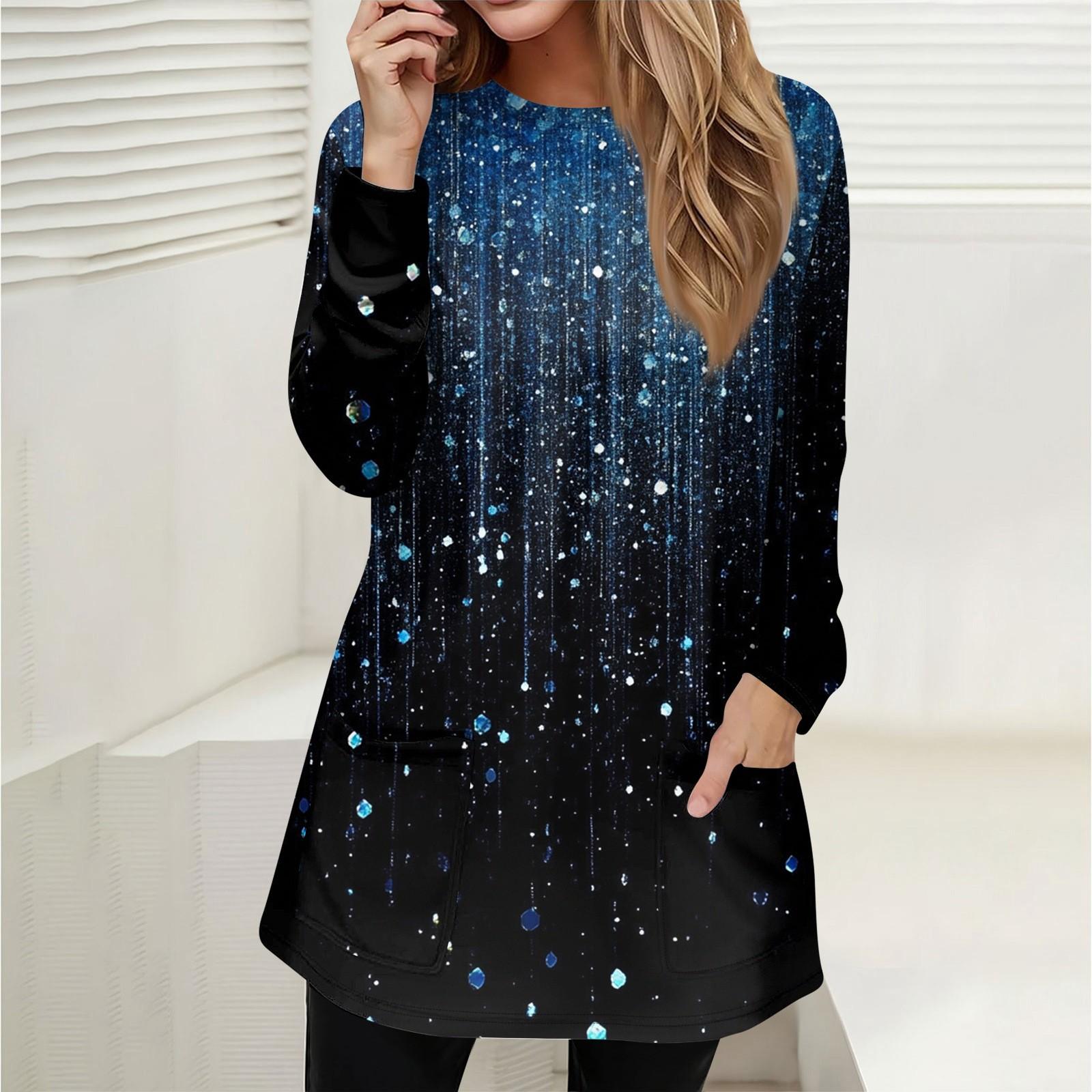 

Женская толстовка, пуловер, спортивная одежда, карман, принт, повседневный топ с круглым вырезом и длинными рукавами XXXL синий