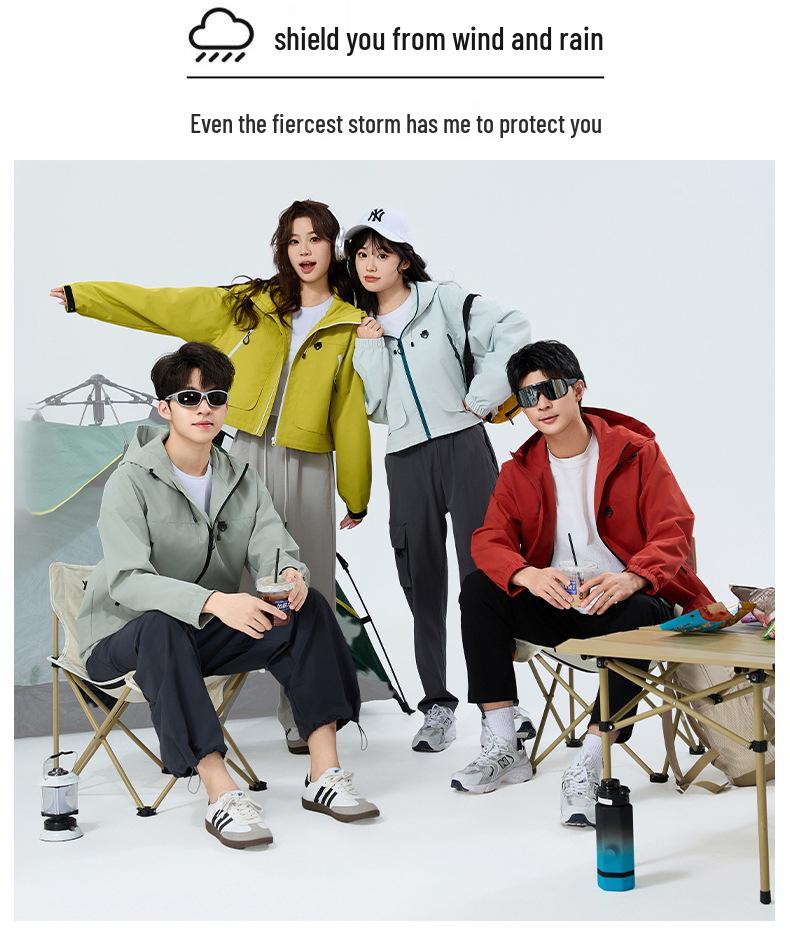 2025 Spring Outdoor Trendy Hooded Windbreaker for Couples - Fashionable Hiking and Mountaineering Jacket