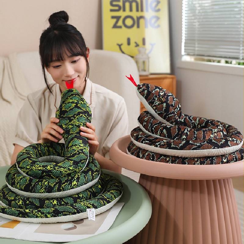 Toy Plush Snake Pillow Stuffed Animal Keychain Realistic Pp Cotton Decor Gift