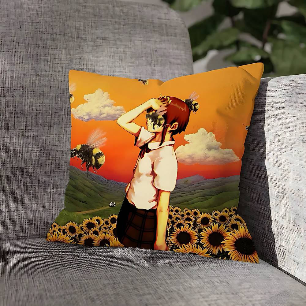 Lain Iwakura S-Serial Experiments Pillow Case For Sofa Decor Car Office Room Printing Cushion Cover Decorations and Protector
