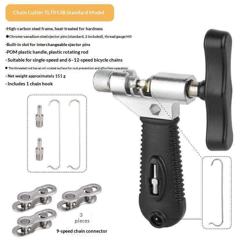 Bicycle Chain Removal Tool 6-12 Speed Chain Breaker with Spare Pin Hook Sturdy  Mountain Bike Chain Cutter